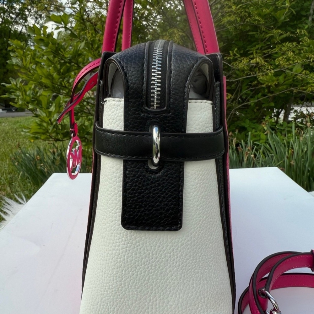 Michael Kors Mercer Medium Color-Block Belted Leather Satchel Large - Picture 5 of 12